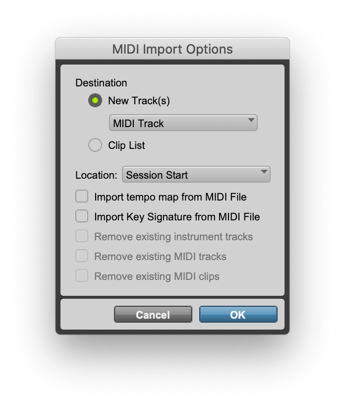 MIDI Import tool